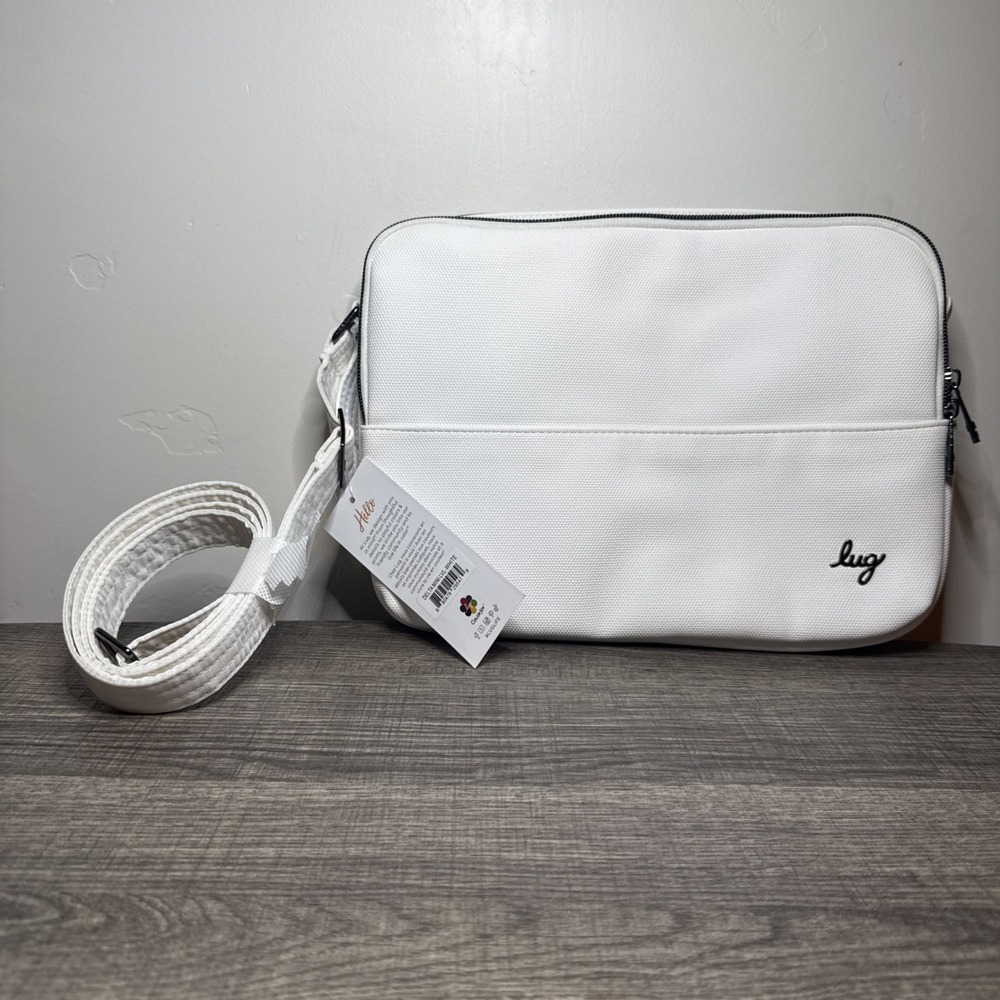 Lug Mini Delta iPad Tablet Case, White Protective Crossbody Purse, Bag, 4 Pocket